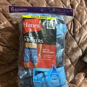 Hanes Men's Assorted Blue Boxers - 6 Pack